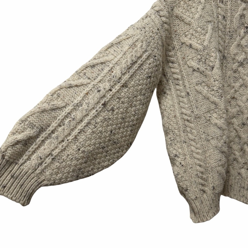 Vintage Acorn Heavy British Wool Cable Knit Fisherman Sweater Size M Off‎ White - Picture 3 of 10